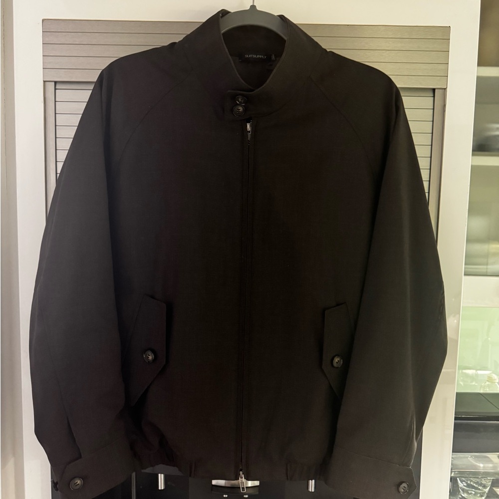 [Like New] Suitsupply Brown Harrington Bomber Jacket with Stand-Up Collar